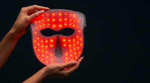 Velove LaserPro 4 real mask held, glowing red